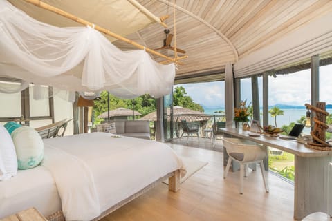 TreeHouse Villa | Premium bedding, in-room safe, desk, laptop workspace