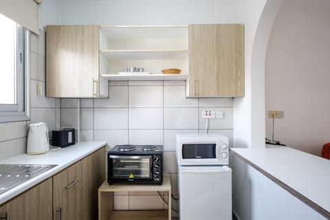 Deluxe Studio | Private kitchen | Fridge, electric kettle, cookware/dishes/utensils