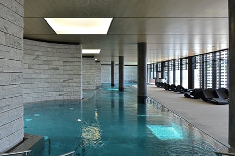 Indoor pool, outdoor pool, sun loungers