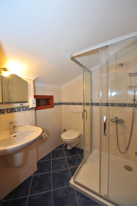 Standard Double or Twin Attic Room | Bathroom | Shower, hair dryer, towels