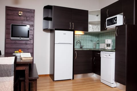 Apartment, 2 Bedrooms, Balcony (7 persons - Right bank of the River) | Private kitchen | Fridge, microwave, coffee/tea maker, electric kettle