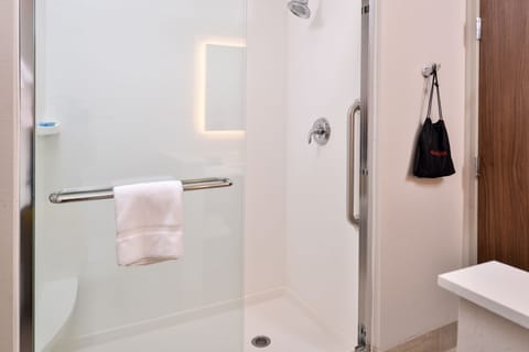 Combined shower/tub, free toiletries, hair dryer, towels