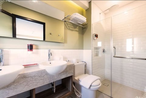 Shower, free toiletries, hair dryer, bidet