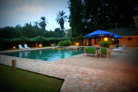 Outdoor pool, pool umbrellas