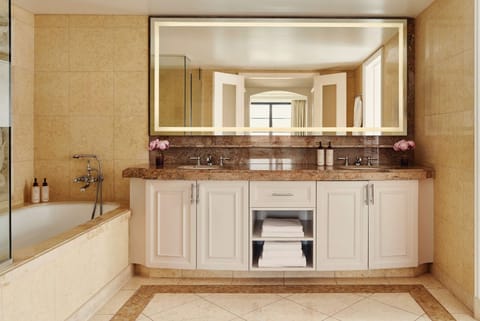 Terrace Suite | Bathroom | Separate tub and shower, deep soaking tub, rainfall showerhead