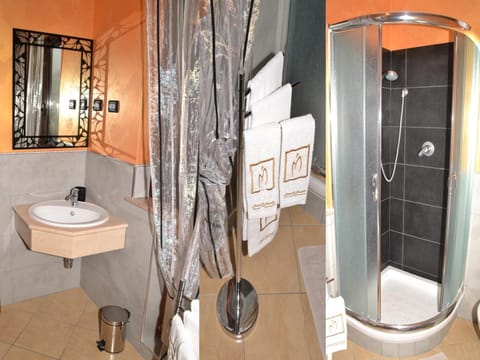 Shower, free toiletries, hair dryer, bathrobes