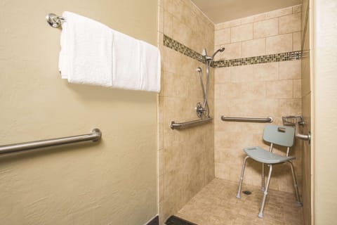 Room, 1 King Bed, Accessible, Non Smoking (Mobility Accessible) | Bathroom | Combined shower/tub, free toiletries, hair dryer, towels