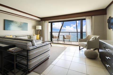 Junior Suite, 1 King Bed, Non Smoking, Ocean View | Living area | 55-inch Smart TV with cable channels, TV, Netflix