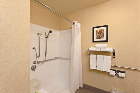 Standard Room, 1 King Bed, Accessible (Mobil Roll Shower) | Bathroom | Combined shower/tub, free toiletries, hair dryer, towels