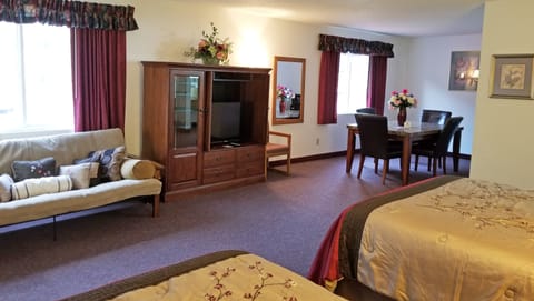 Suite, 2 Queen Beds, Non Smoking, Refrigerator & Microwave | Desk, laptop workspace, blackout drapes, iron/ironing board