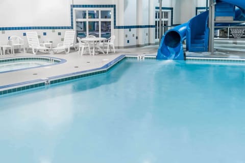 Indoor pool, open 8:00 AM to 10:00 PM, sun loungers