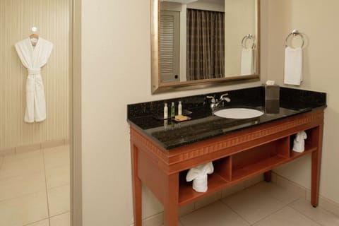 1 King 2 Rm Corner Ste | Bathroom | Designer toiletries, hair dryer, towels, soap