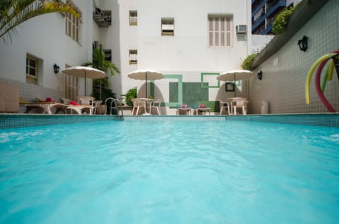 Outdoor pool, pool umbrellas