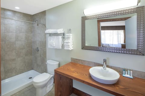 Studio Suite, Multiple Beds, Non Smoking, Ground Floor | Bathroom | Shower, hair dryer, towels, soap