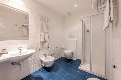 Shower, free toiletries, hair dryer, bidet