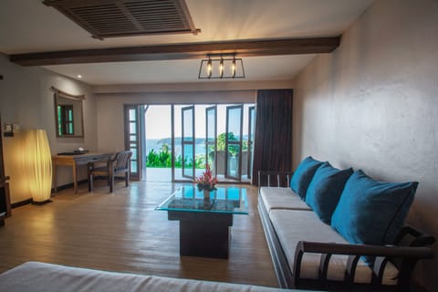 Villa, Sea View | Living area | Flat-screen TV, DVD player