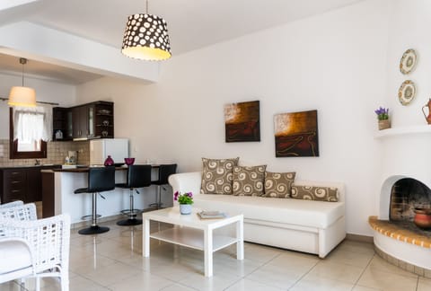 Duplex | Living room | 24-inch Smart TV with cable channels, TV, fireplace