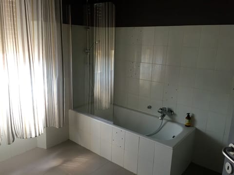 Combined shower/tub, free toiletries, hair dryer, bidet