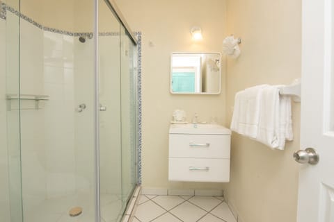 Standard Room, 2 Double Beds | Bathroom | Shower, free toiletries, hair dryer, towels