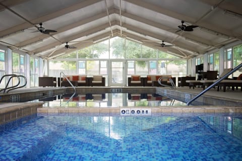 Indoor pool, open 10:00 AM to 10 PM, sun loungers