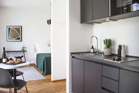 Classic Apartment | Private kitchenette | Full-size fridge, microwave, stovetop, dishwasher