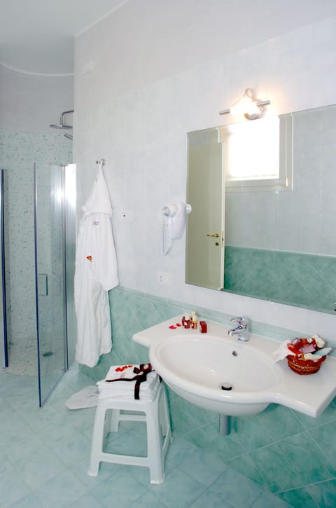 Shower, free toiletries, hair dryer, bidet