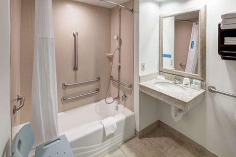 Two Queen Beds, Non-Smoking, Accessible | Bathroom | Shower, hair dryer, towels