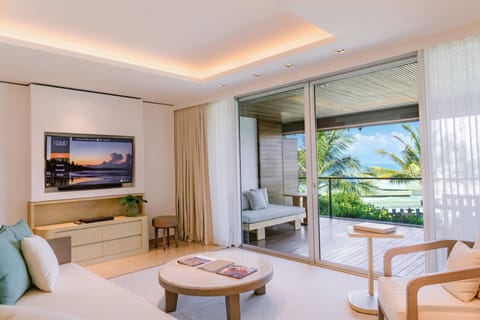 One Bedroom Seaview Residence | Living room | 48-inch LED TV with satellite channels, TV, pay movies