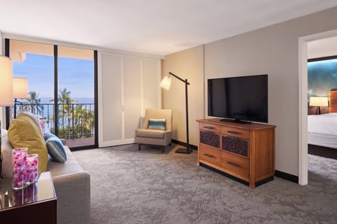 Suite, 1 Bedroom, Balcony, Oceanfront | Living area | Flat-screen TV