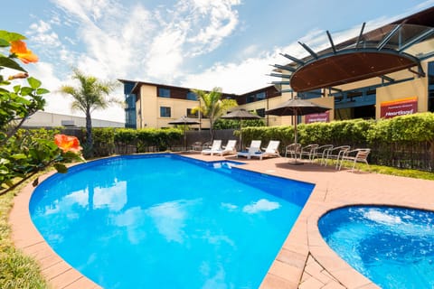 Outdoor pool, sun loungers