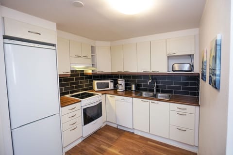 Apartment, 1 Bedroom, Sauna | Private kitchen | Fridge, microwave