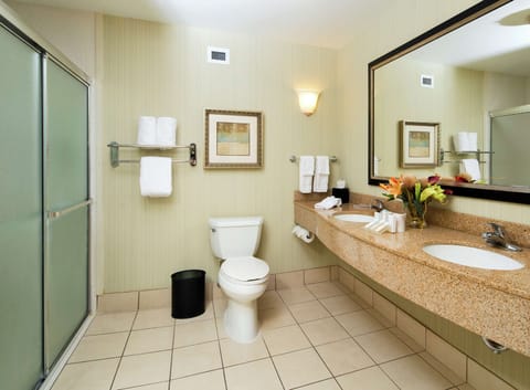 Suite, 1 King Bed | Bathroom | Combined shower/tub, free toiletries, hair dryer, towels