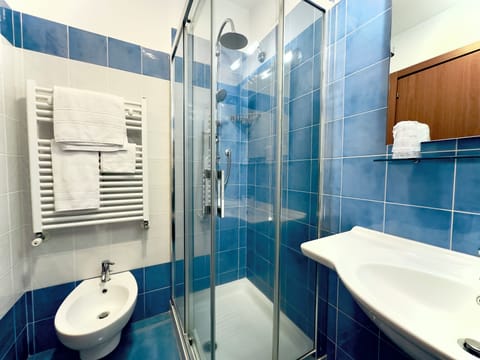 Shower, free toiletries, hair dryer, bidet