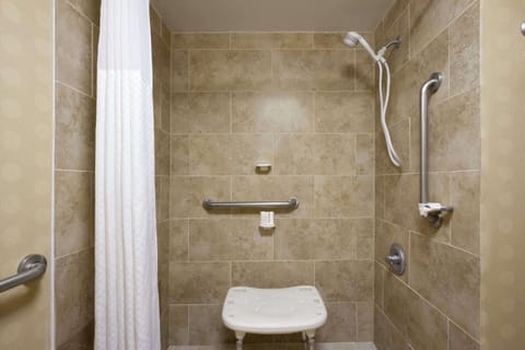 Combined shower/tub, hydromassage showerhead, free toiletries