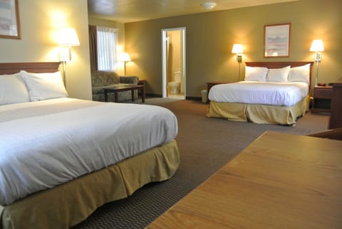 Deluxe Room, 2 Queen Beds, Non Smoking | Desk, blackout drapes, free WiFi, bed sheets