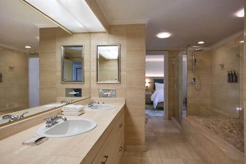 Luxury Suite, 1 King Bed with Sofa bed | Bathroom | Combined shower/tub, hair dryer, towels