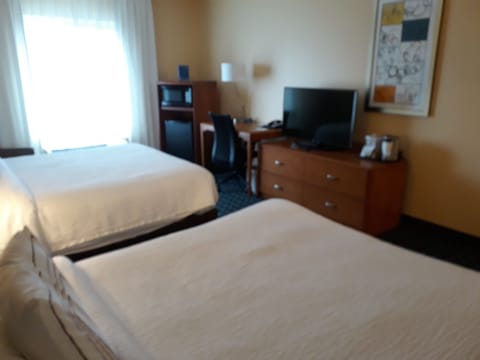 Room, 2 Queen Beds, Non Smoking | In-room safe, desk, blackout drapes, iron/ironing board