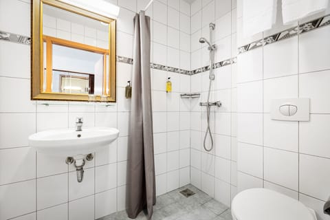 Standard Triple Room (with Free Parking) | Bathroom | Hair dryer, towels