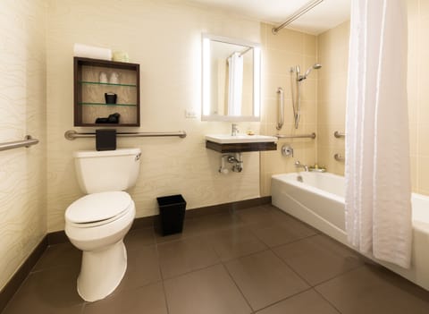 Room, 1 King Bed, Accessible Bathtub | Bathroom | Designer toiletries, hair dryer, bathrobes, towels