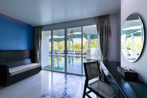 Deluxe Double Room, Pool Access | In-room safe, desk, blackout drapes, free WiFi