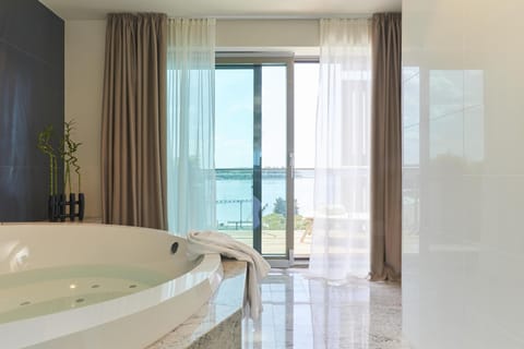 Suite, Sea View (Piran Suite) | Bathroom | Designer toiletries, hair dryer, bathrobes, slippers