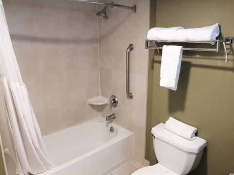 Suite, 2 Queen Beds | Bathroom | Shower, hair dryer, towels