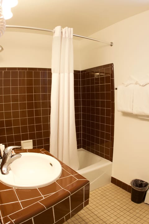 Standard Room, 1 Queen Bed, Non Smoking | Bathroom | Combined shower/tub, hair dryer, towels