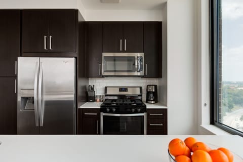 Two Bedroom Apartment | Private kitchen | Fridge, microwave, oven, stovetop