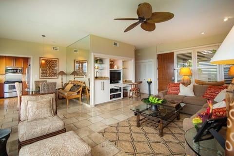 Villa, 1 Bedroom, Oceanfront (Bay 26G2 Gold ,1Bath) | Living area | 32-inch flat-screen TV with cable channels, TV