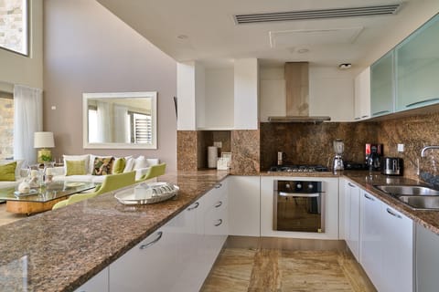 Luxury Penthouse, 3 Bedrooms | Private kitchen | Full-size fridge, microwave, oven, stovetop