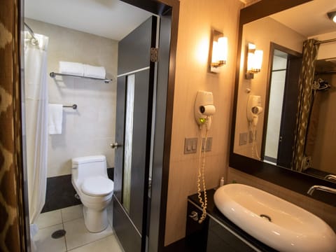 Standard Double Room | Bathroom | Combined shower/tub, free toiletries, hair dryer, towels