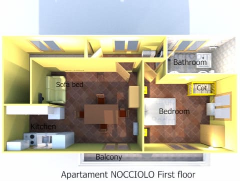 Family Apartment, 1 Bedroom, Balcony, Hill View (4 pax) | Floor plan