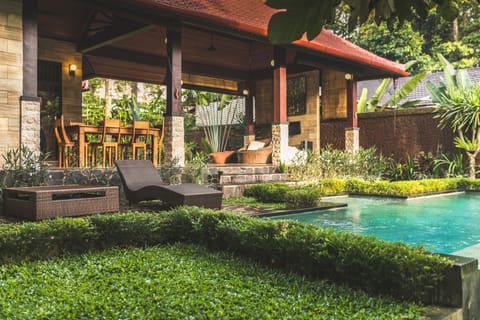 Outdoor pool, sun loungers