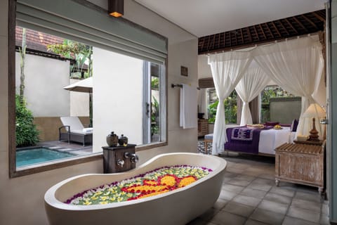 One Bedroom Pool Villa | Bathroom | Separate tub and shower, rainfall showerhead, designer toiletries